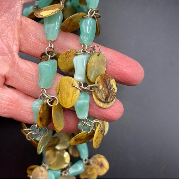 Boho Shell & Mint Green Acrylic Beads Necklace & Bracelet Set - Picture 8 of 8